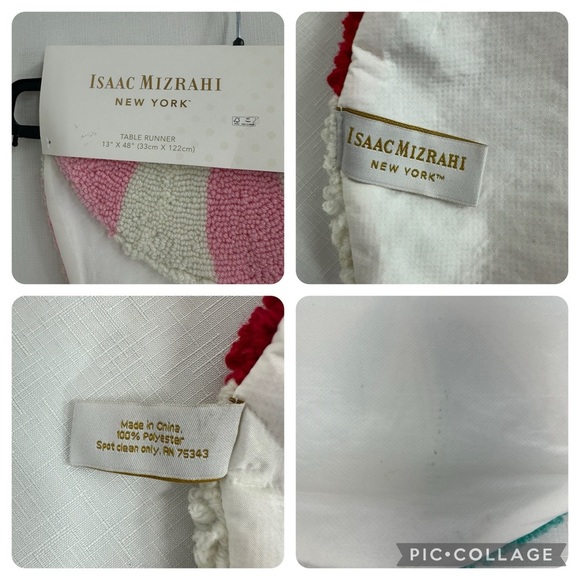 Isaac Mizrahi Holiday Peppermint Candy Table Runner 13 x 48” New - Picture 14 of 15